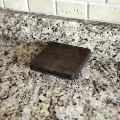 Budget 🌟 BarMan Counter Caddies™ - Walnut-Stained Liquor Bottle Pad - 5.5" Square - Fits 1.75 Liter Bottle 👏 -Barman Shop 1.75l bottle pad for counter caddies stained bpc 800 700x700