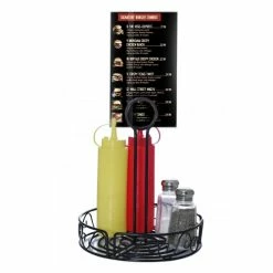 Deals 🤩 BarMan BarConic® Condiment Caddy With Built In Merchandising Ring - Round 😉 -Barman Shop black metal round condiment caddy 800 1 1 700x700