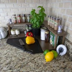 Wholesale 🎁 BarMan Counter Caddies™ - Walnut-Stained Corner Shelf - Culinary Style - Available In Black 🛒 19 Wholesale 🎁 BarMan Counter Caddies™ - Walnut-Stained Corner Shelf - Culinary Style - Available In Black 🛒 -Barman Shop counter caddies corner culinary stained decorated side 700x700