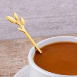 Budget 👏 BarMan Demi Leaf Spoon (Stainless Steel Or Gold Option) 😀 -Barman Shop demi leaf spoon gold scene2 700x700
