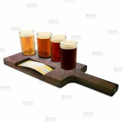 Top 10 🎉 BarMan Flight Tray Beer Sampler Paddle With Paper Insert Slot – 4 Recessed Holes ✔️