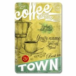 Deals 🤩 BarMan Fresh Hot Coffee - CUSTOMIZABLE Vintage Metal Bar Sign - 12" X 18" ✔️