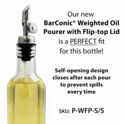 Buy 👍 BarMan BarConic® Antique Oil - Vinegar - Mixer Square Glass Bottle - 16oz 🎁 -Barman Shop new flip top oil and vinegar bottle pourer 2 700x700