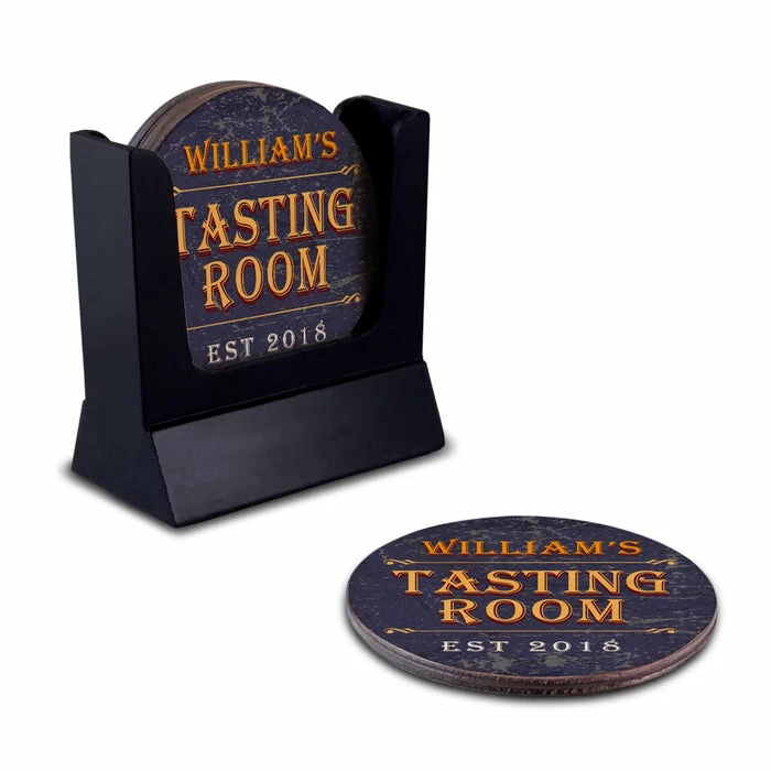 New 🤩 BarMan Wooden Round Coasters - Customizable - Tasting Room - Set Of 4 ⭐ 4 New 🤩 BarMan Wooden Round Coasters - Customizable - Tasting Room - Set Of 4 ⭐ - Image 4